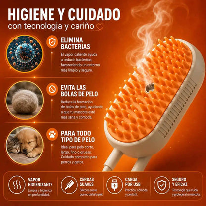 Cepillo Vapor Para Mascotas Pack 2 Piezas